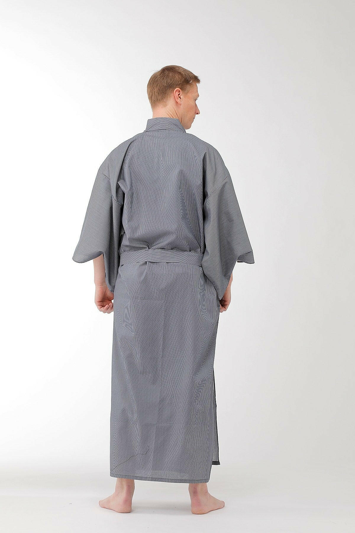 Men Stripe Cotton Yukata Kimono.