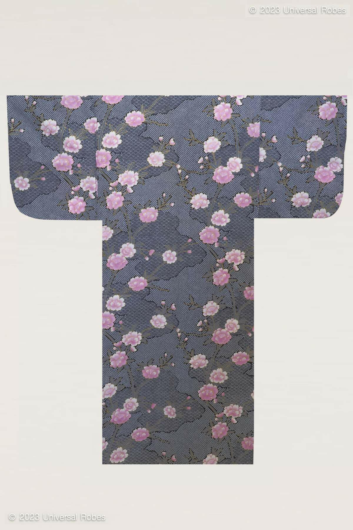 Women Sakura on Cloud Pattern Cotton Yukata Kimono.