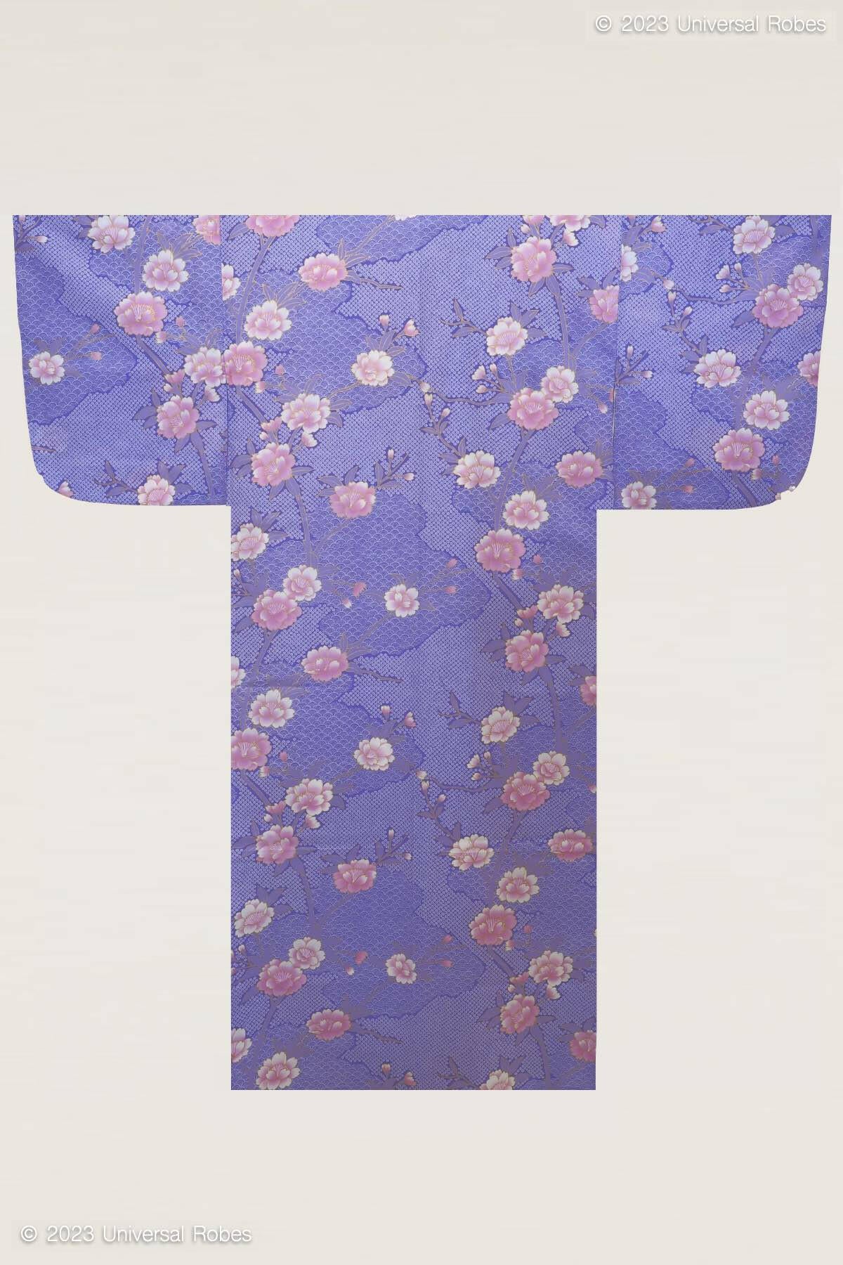 Women Sakura on Cloud Pattern Cotton Yukata Kimono.