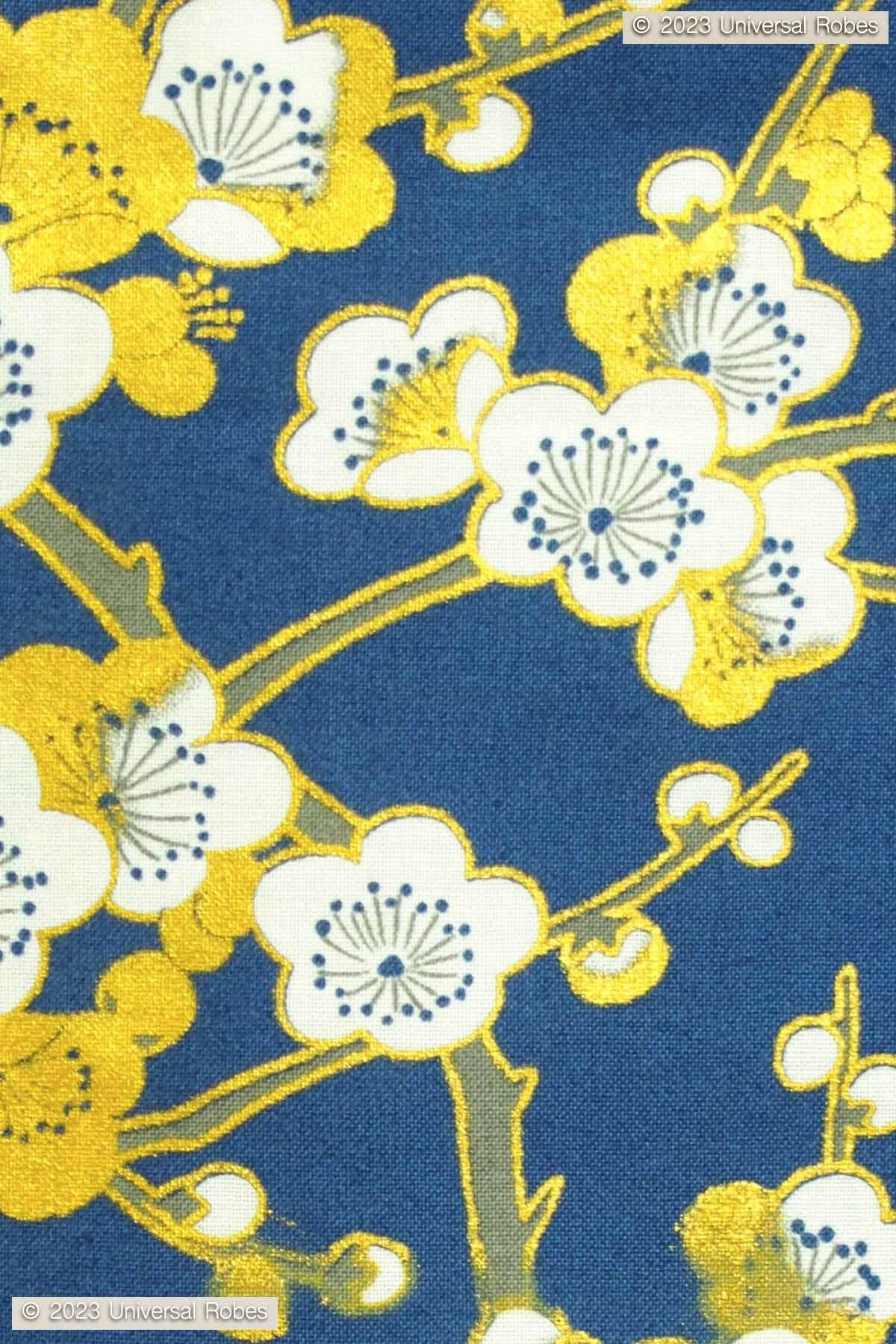 Women White Plum Cotton Yukata Kimono.
