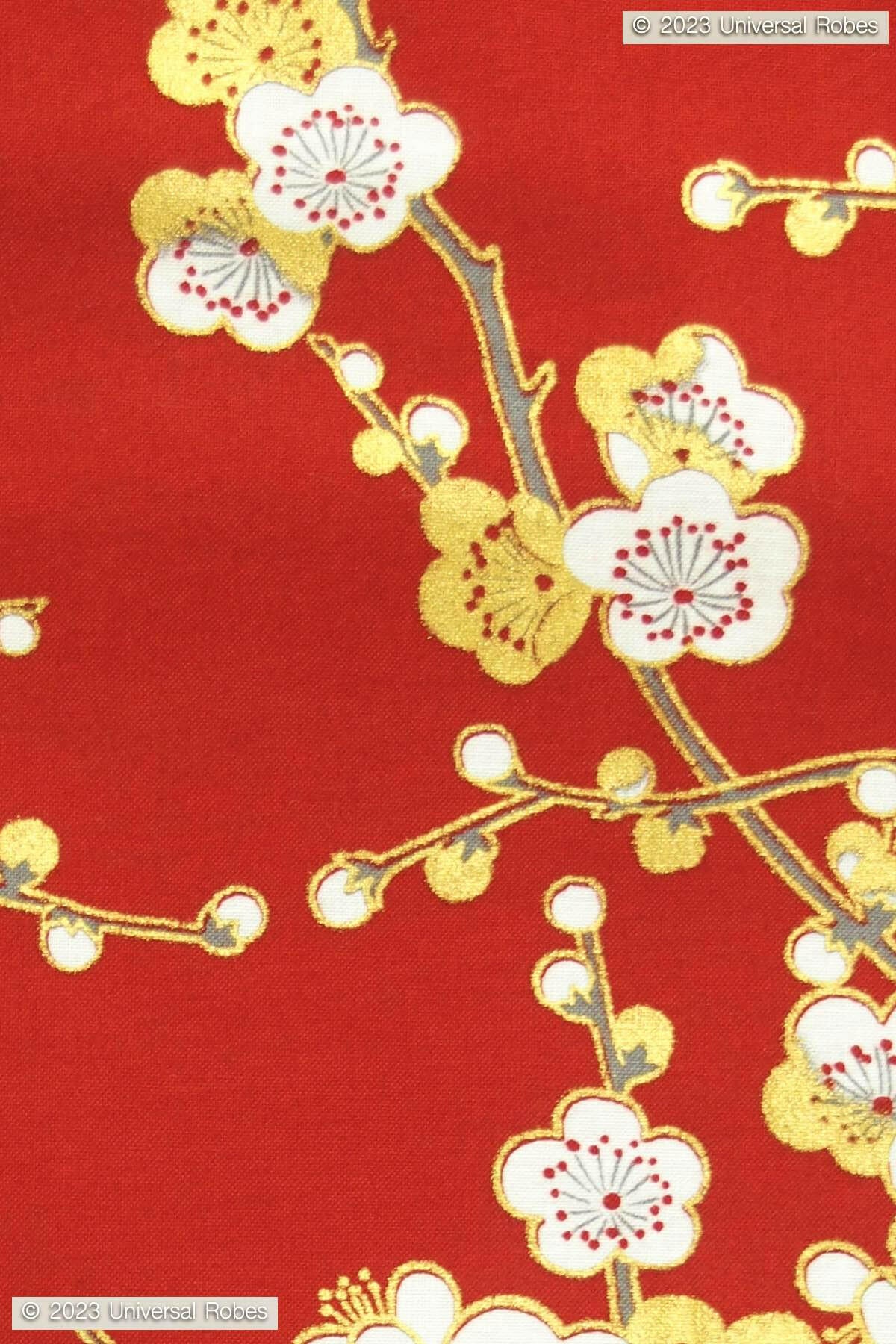 Women White Plum Cotton Yukata Kimono.