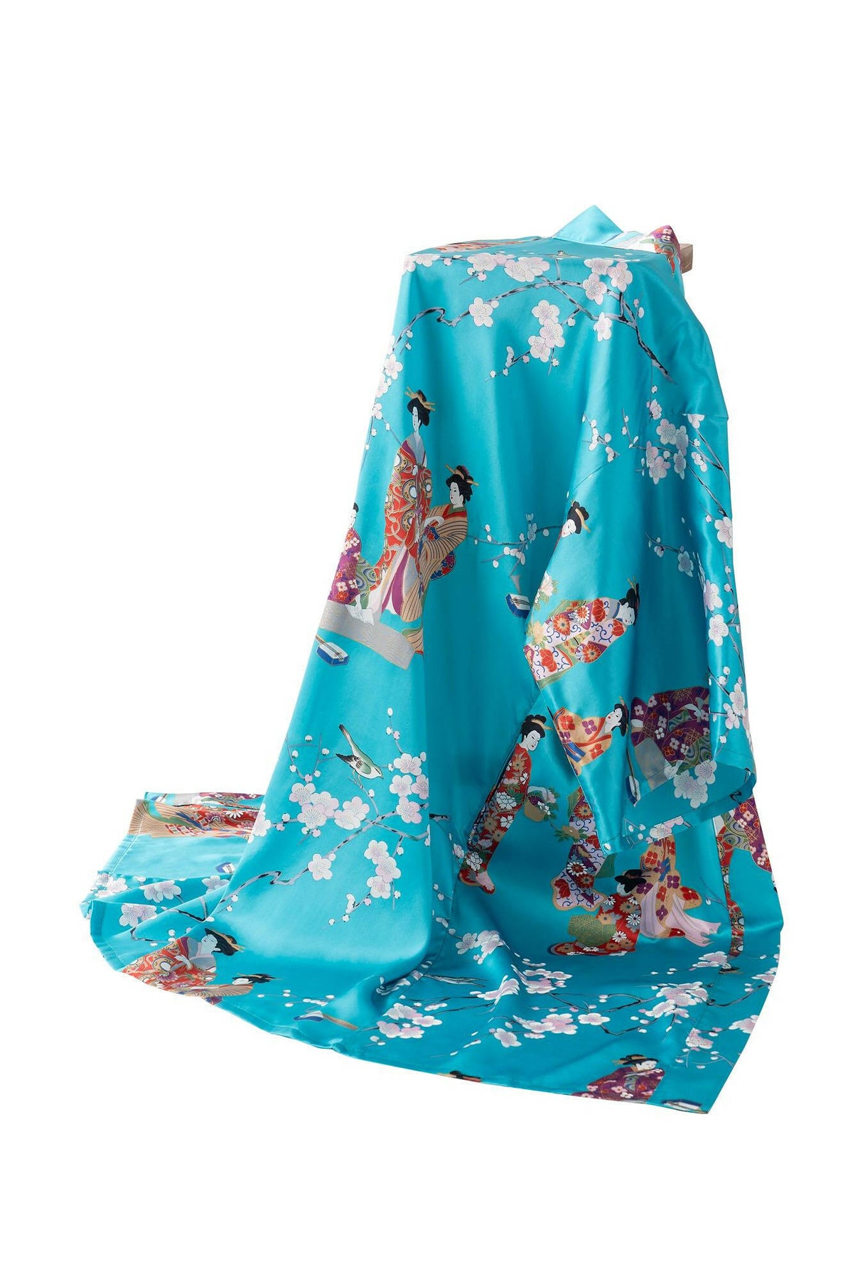 Women Kimono Beauty Silk Short Kimono Color Turquoise Product Whole View
