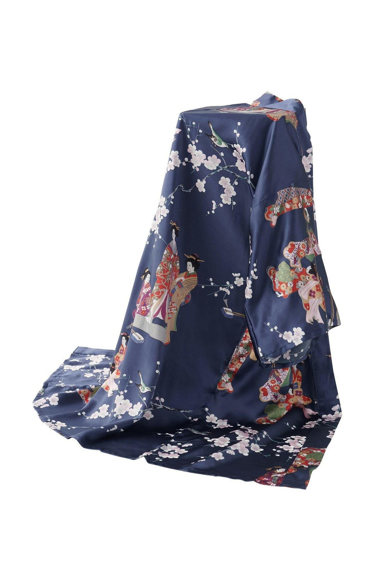 Women Kimono Beauty Silk Short Kimono Color Navy Product Whole View