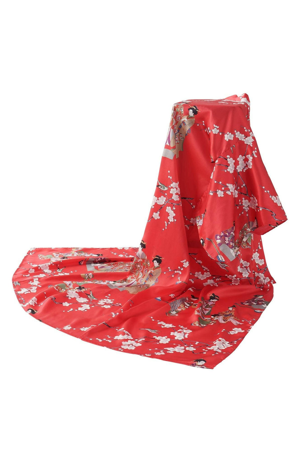 Women Kimono Beauty Silk Kimono Color Red Product Whole View