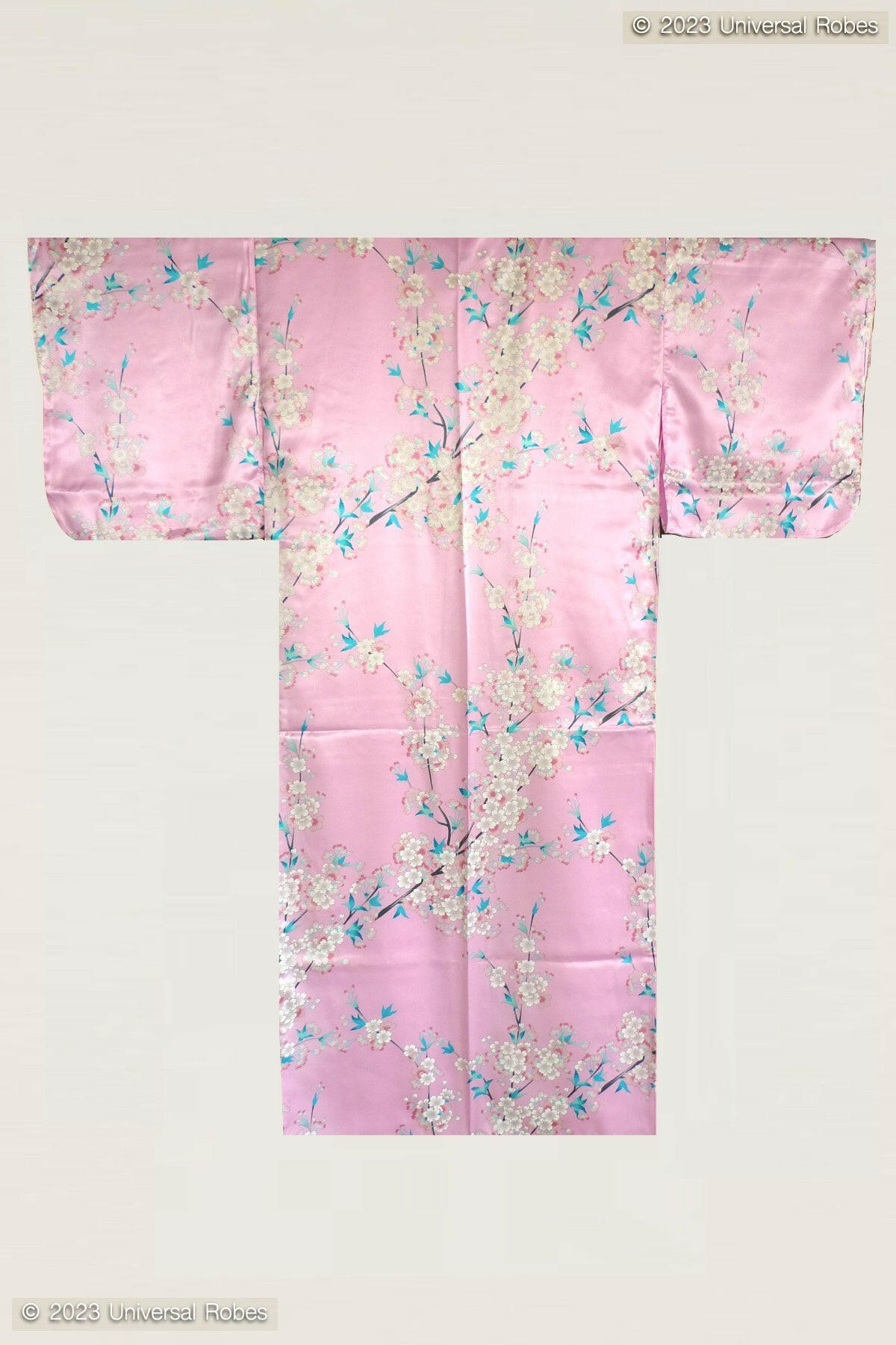 Women Beautiful Cherry Blossoms Polyester Kimono Color Pink Product Whole View