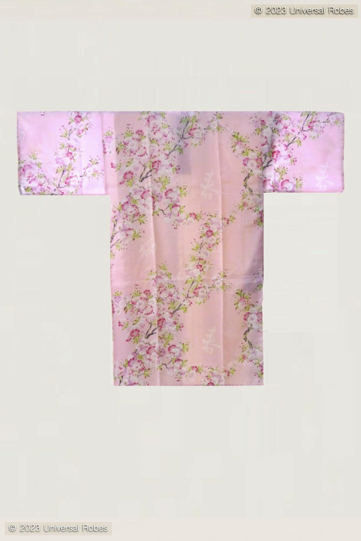 Women Cherry Blossoms in Spring Polyester Short Kimono Color Pink Product Whole View