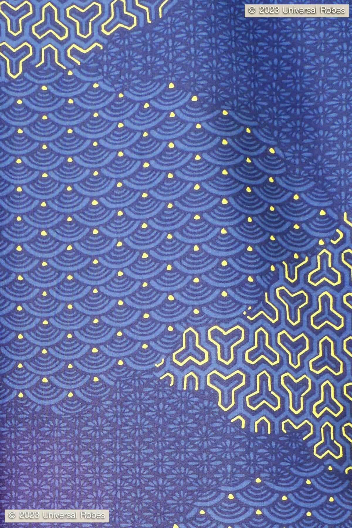 Men Cloud Pattern Cotton Short Yukata Kimono Color Navy Product Zoom View