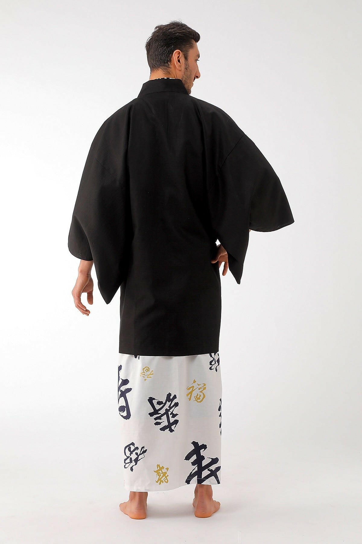 Unisex Cotton Haori Jacket Model Rear View