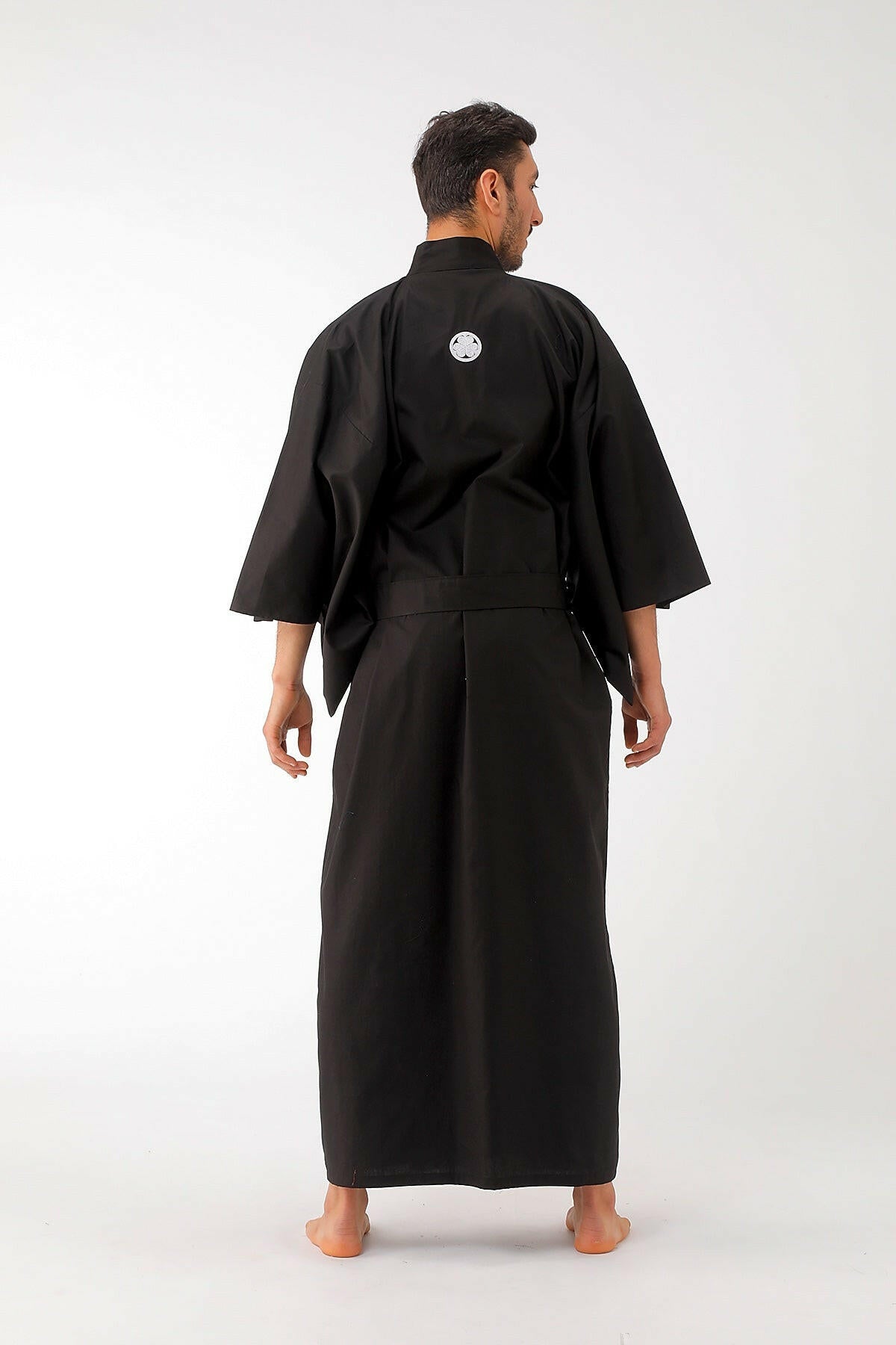 Men Crest AOI Cotton Kimono Model Rear View