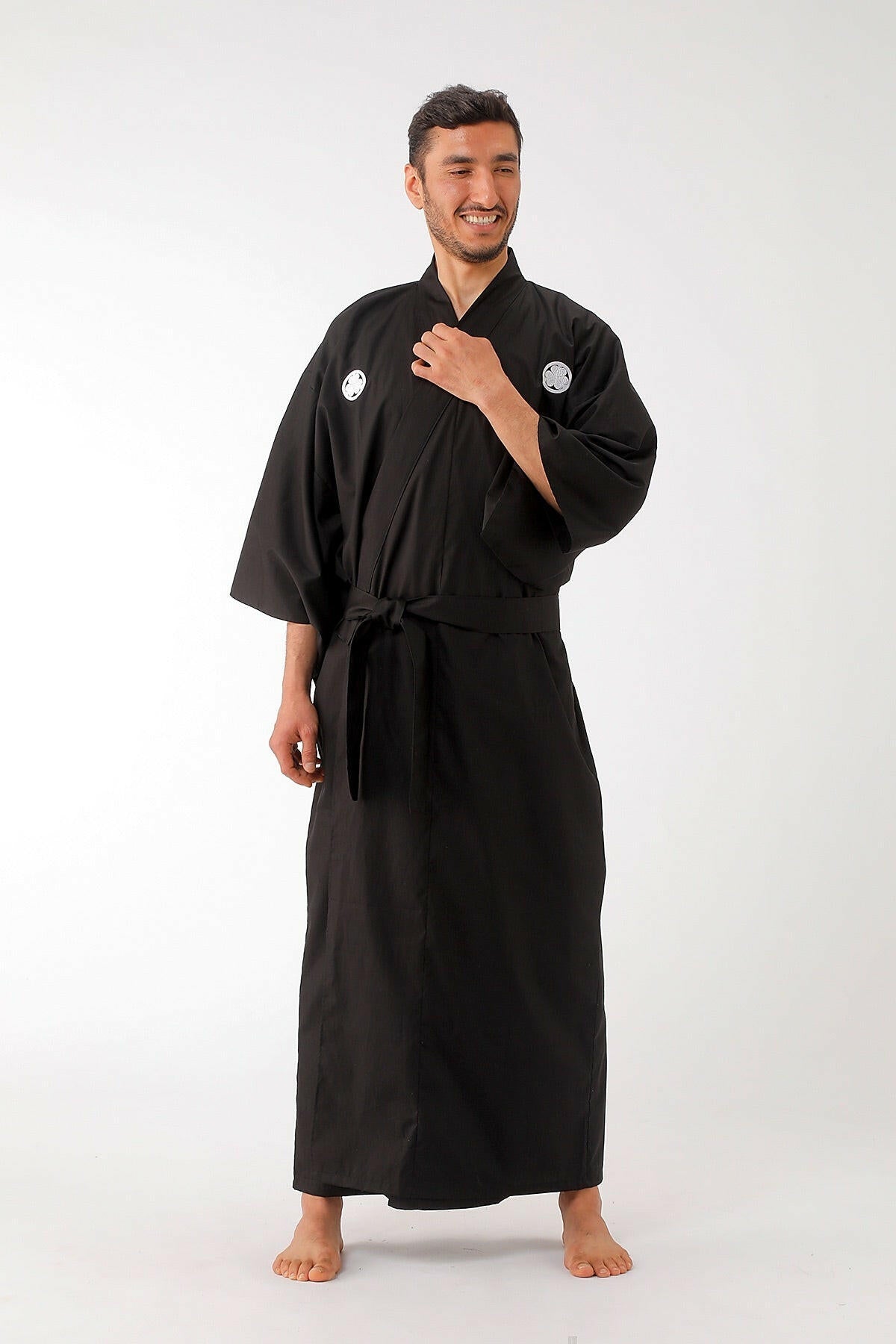 Men Crest AOI Cotton Kimono Model Front View