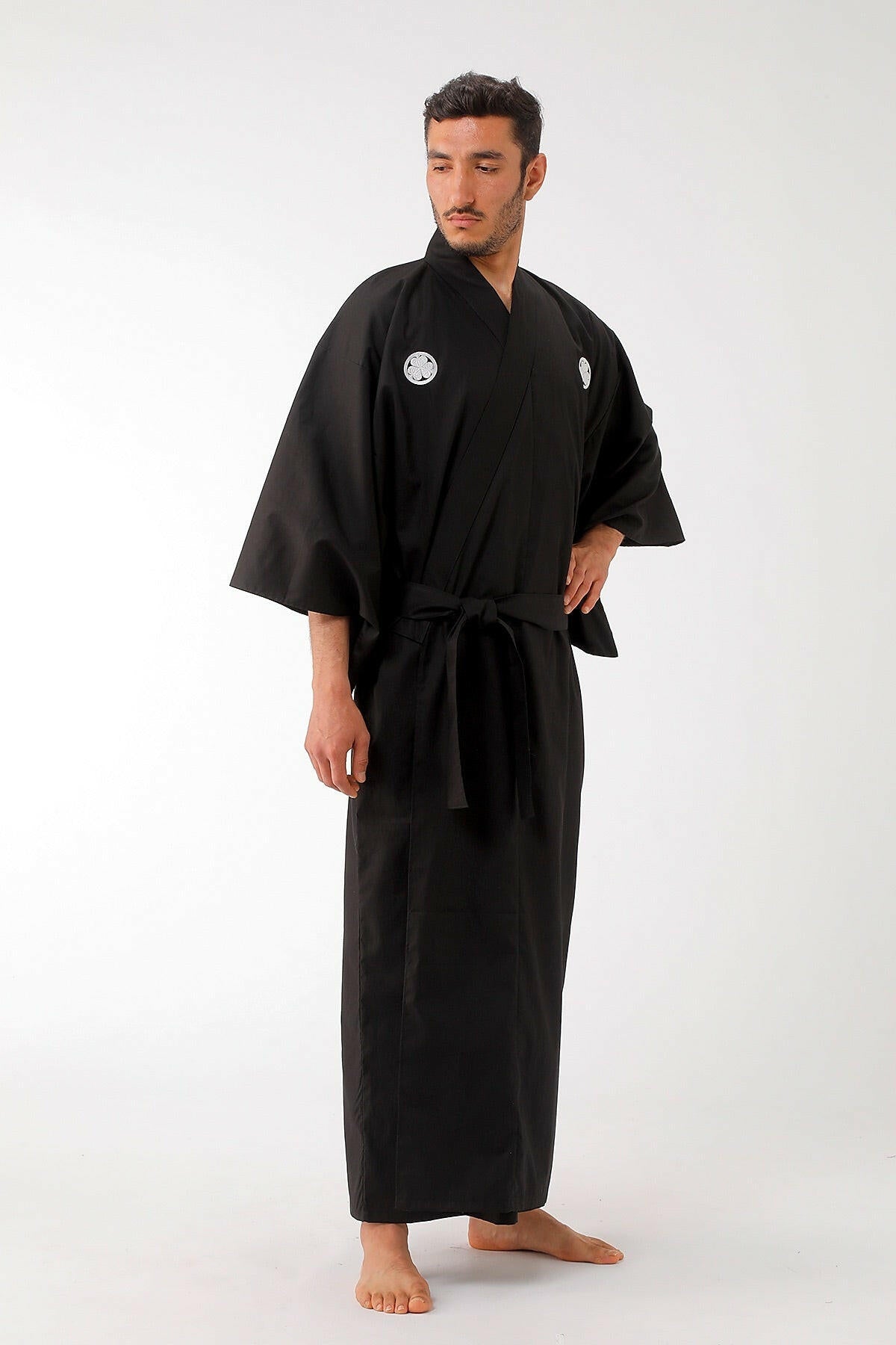 Men Crest AOI Cotton Kimono Model Side View