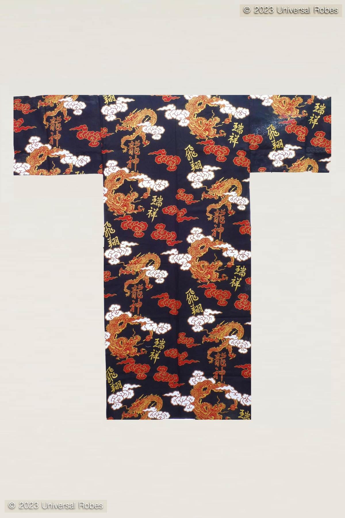 Men Dragon & Cloud Cotton Yukata Kimono Color Red Product Whole View