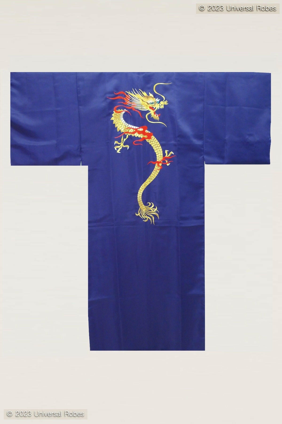 Men Flare Dragon Polyester Kimono Color Navy Product Whole View