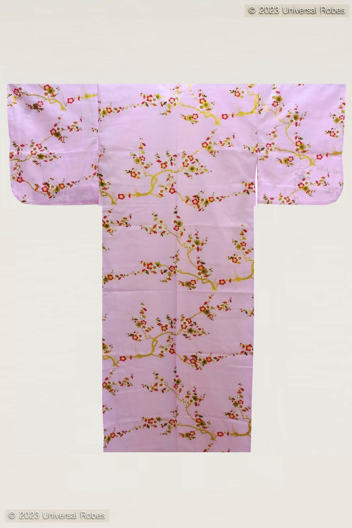 Women Golden Plum Cotton Yukata Kimono Color Pink Product Whole View