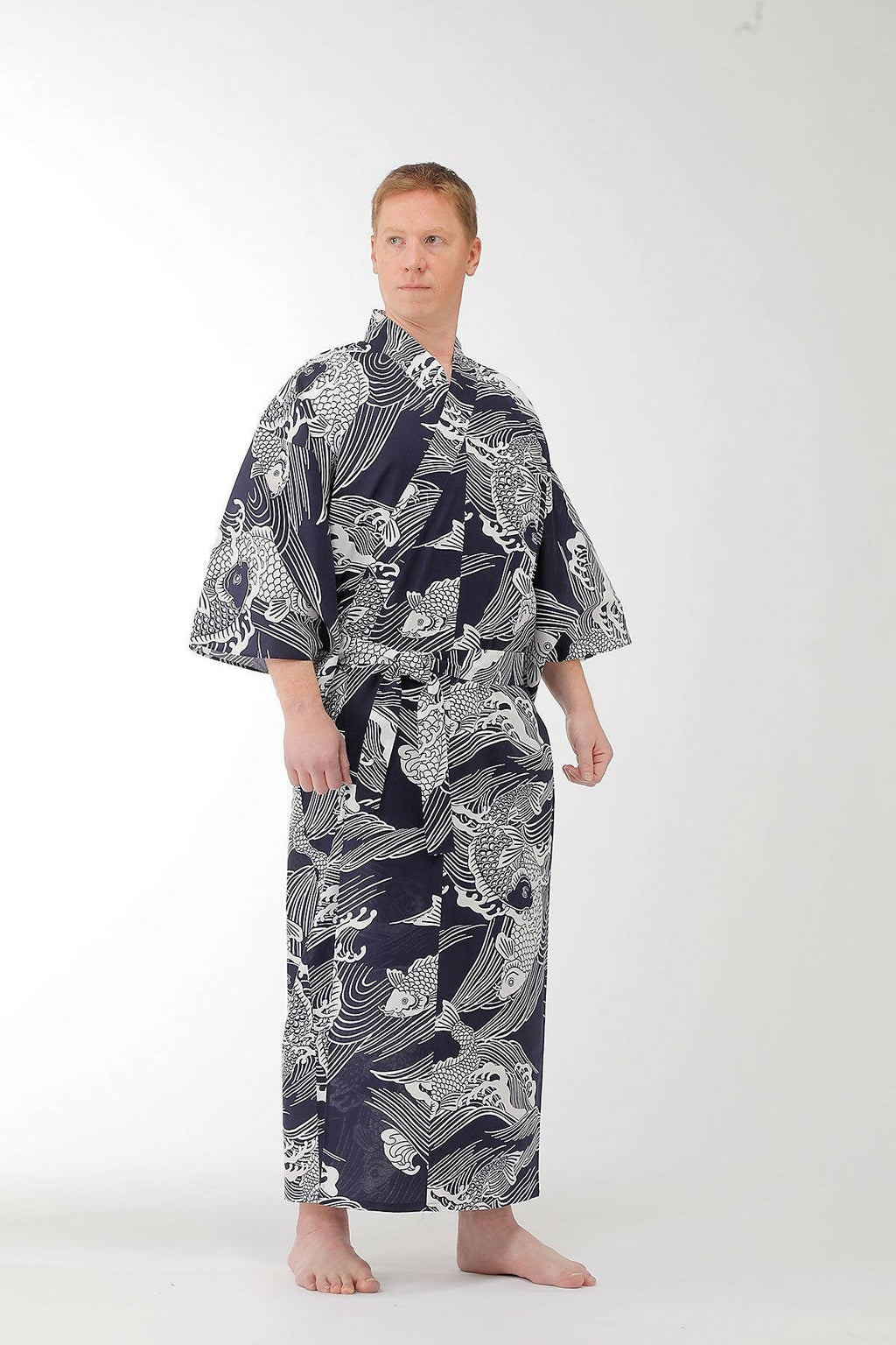 Men Carp Cotton Yukata Kimono Navy – Universal Robes