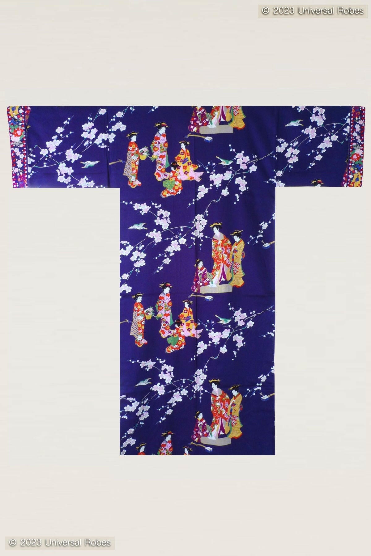 Women Kimono Beauty Cotton Sateen Kimono Color Navy Product Whole View