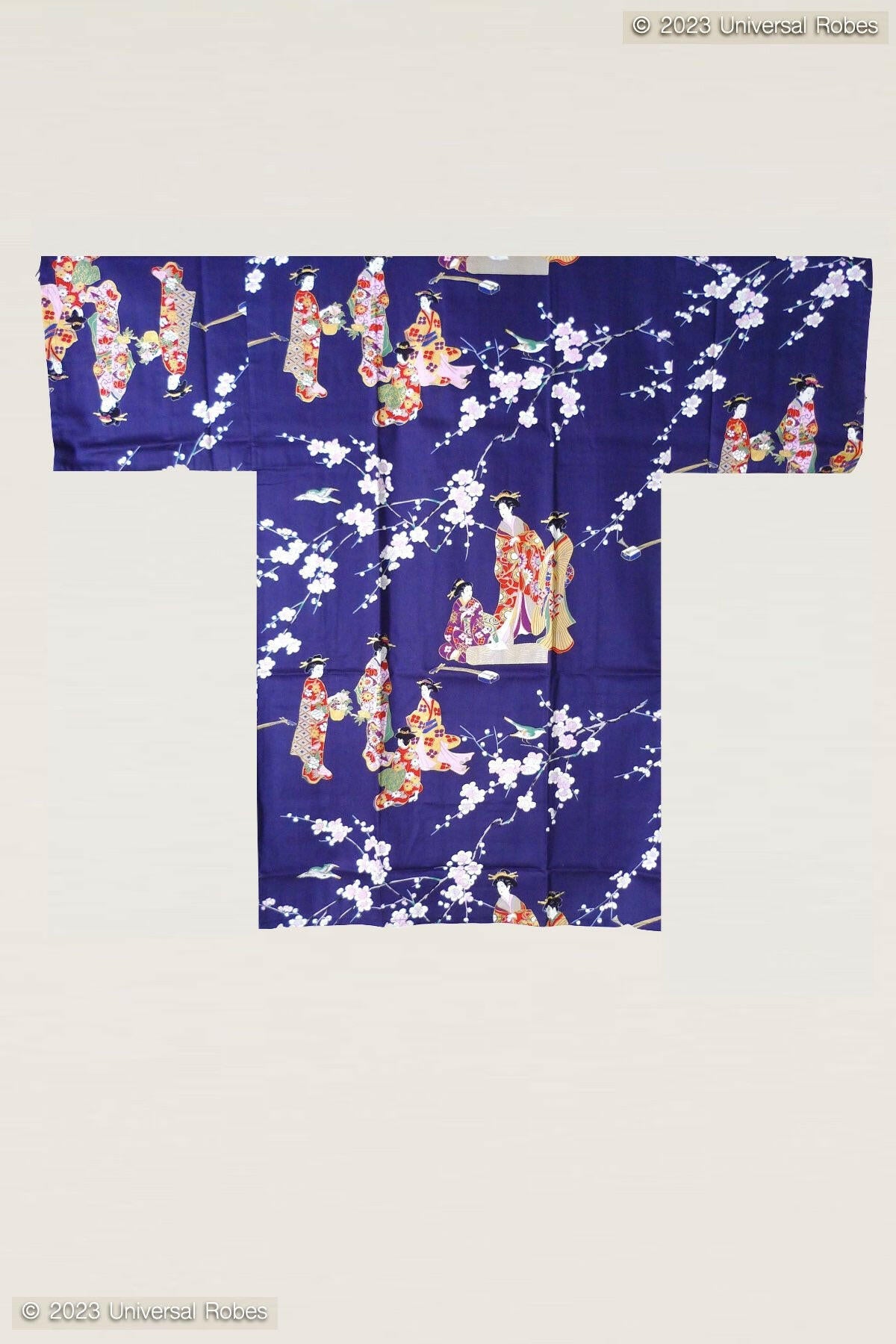 Women Kimono Beauty Cotton Sateen Short Kimono Color Navy Product Whole View