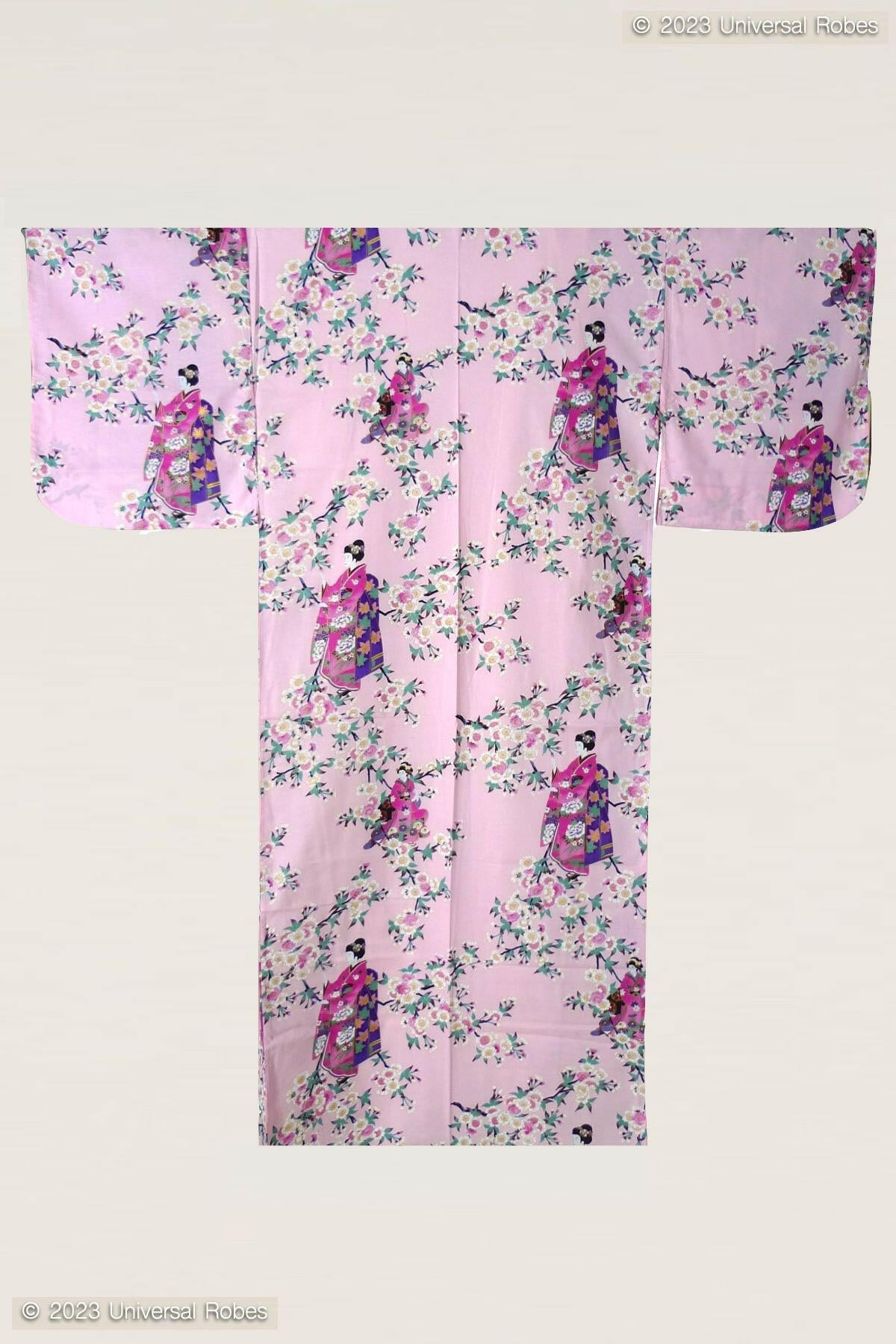 Women Lovely Maiko Cotton Yukata Kimono Color Pink Product Whole View