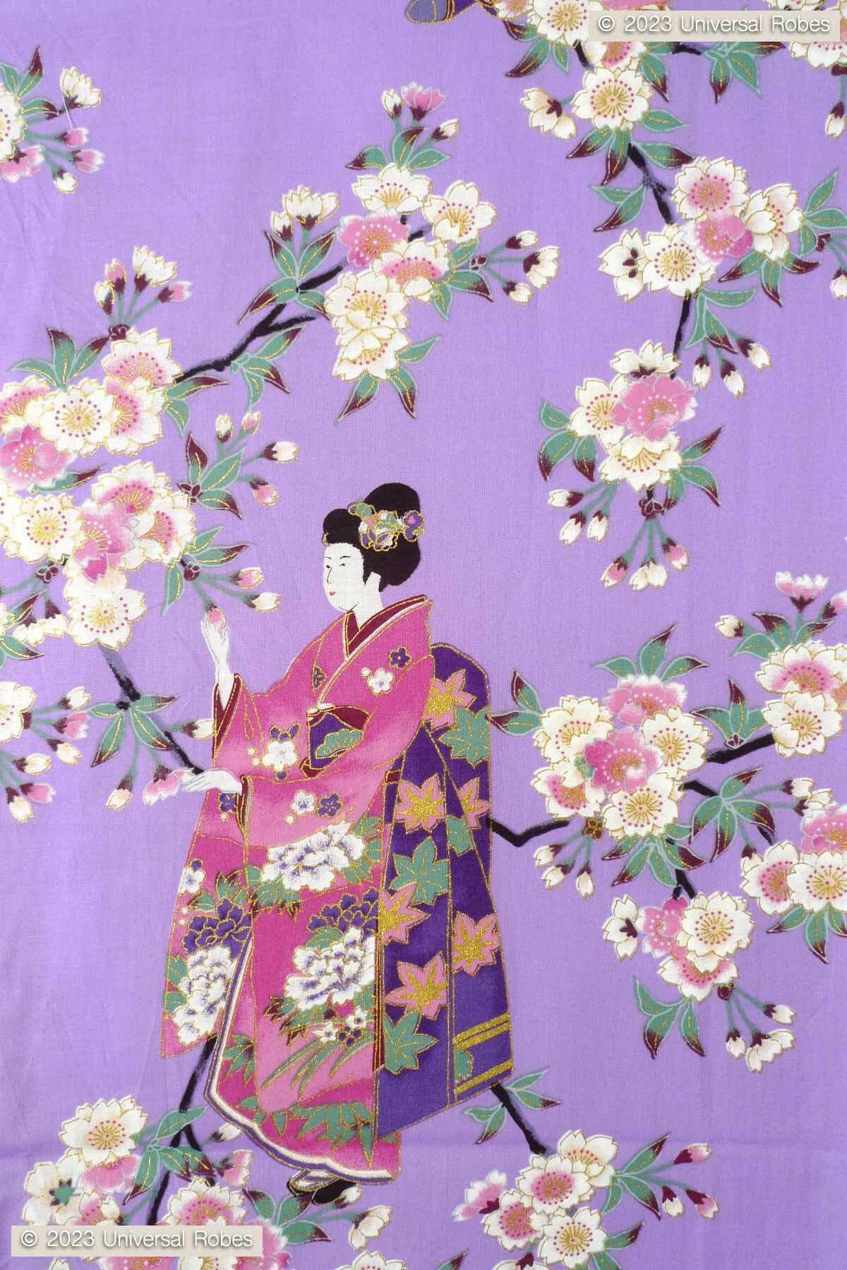 Women Maiko & Cherry flowers Polyester Kimono