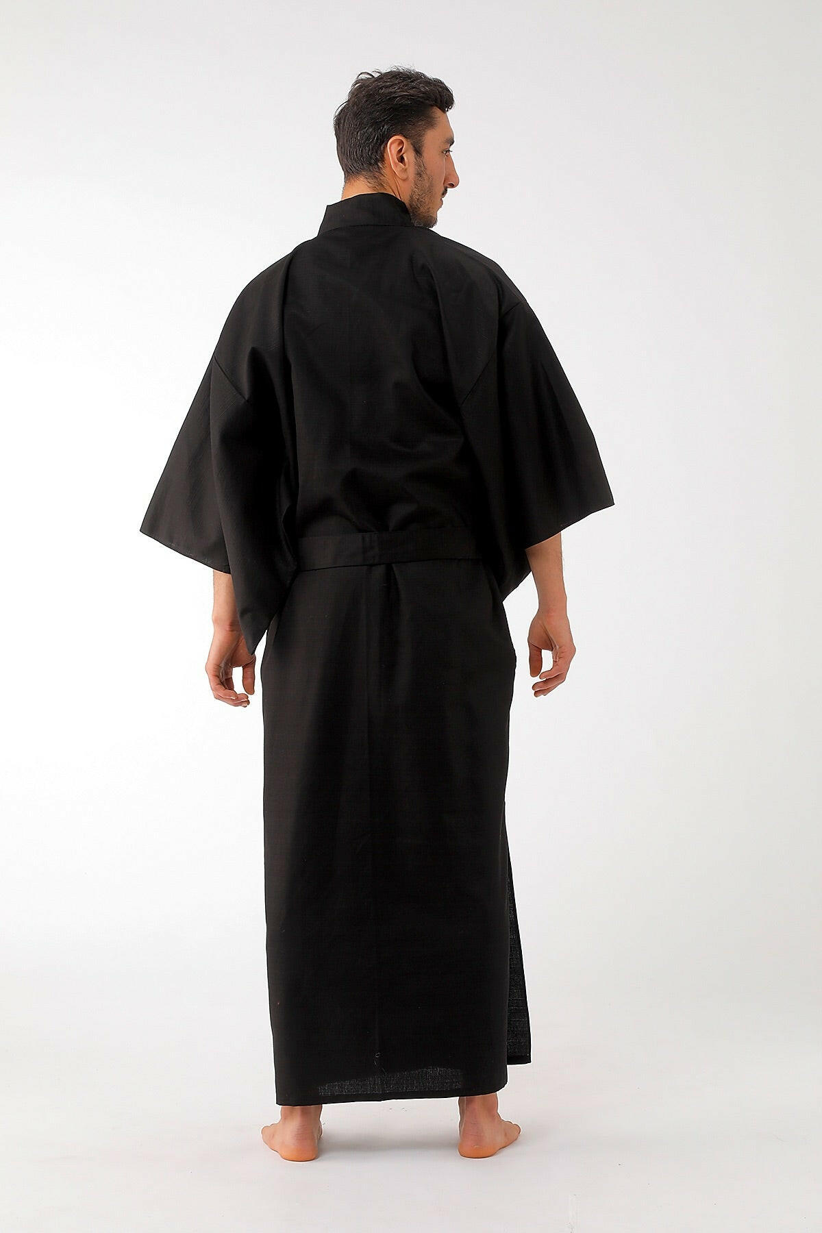 Men Muji Cotton Kimono Black
