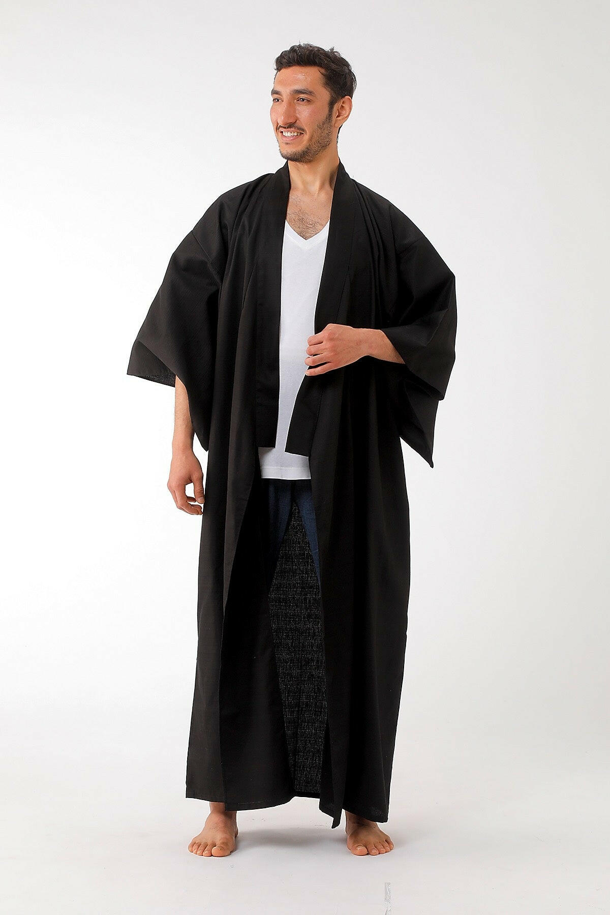 Men Muji Cotton Kimono Black – Universal Robes
