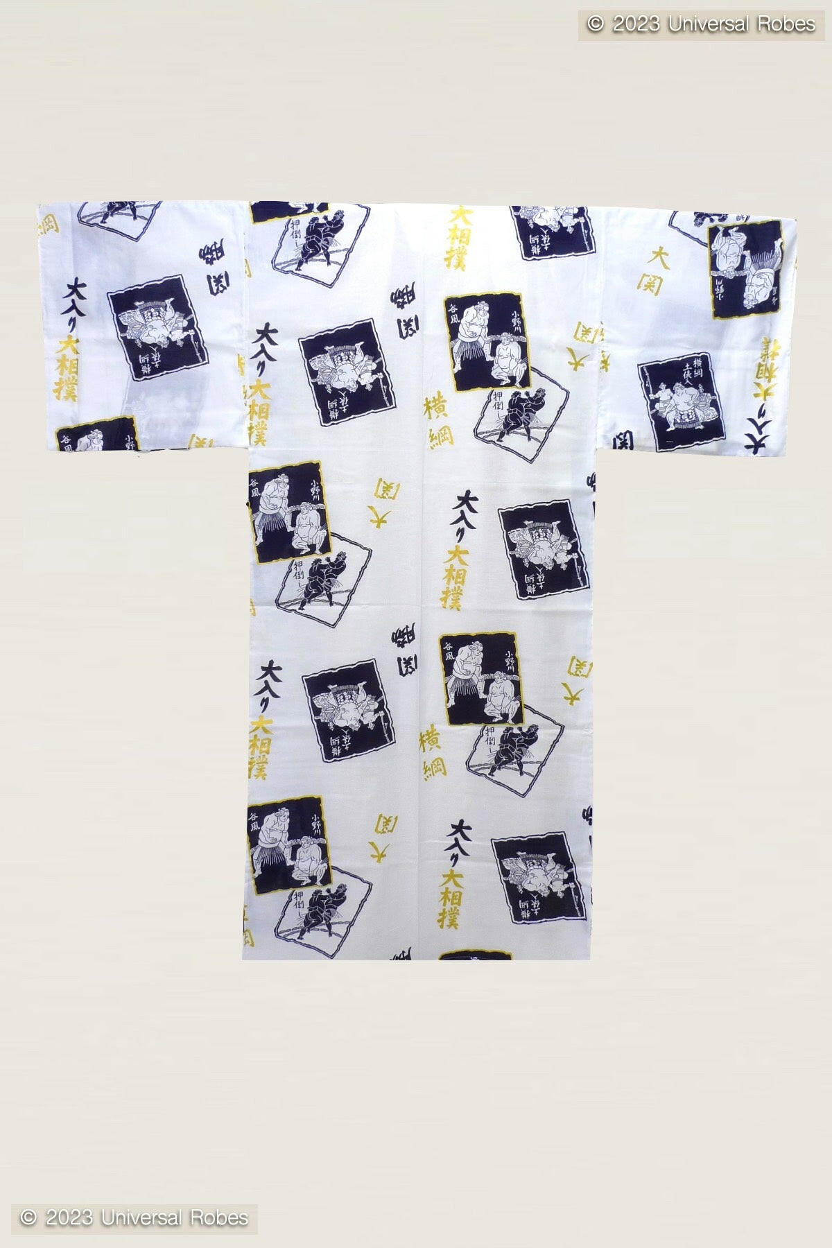 Men SUMO Wrestler Cotton Yukata Kimono Color White Product Whole View
