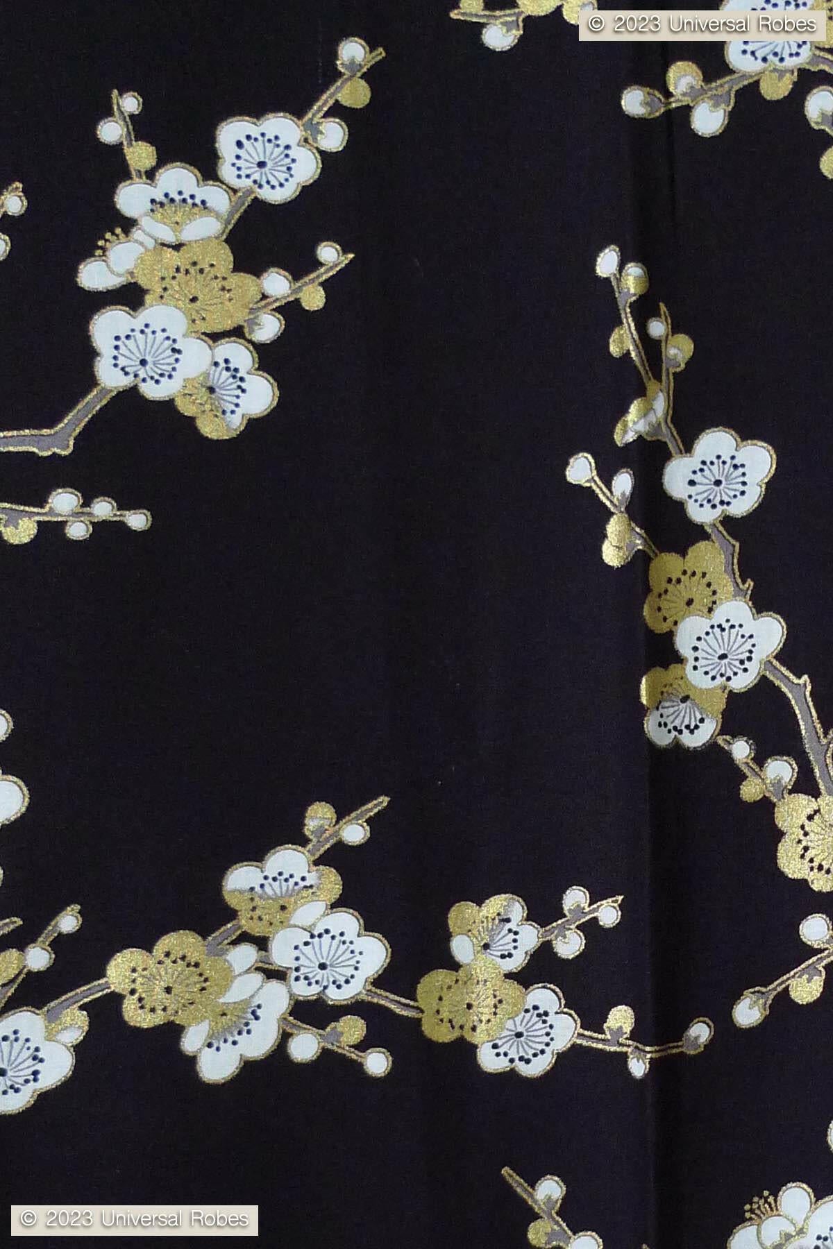 Women White Plum Cotton Yukata Kimono Color Black Product Zoom View