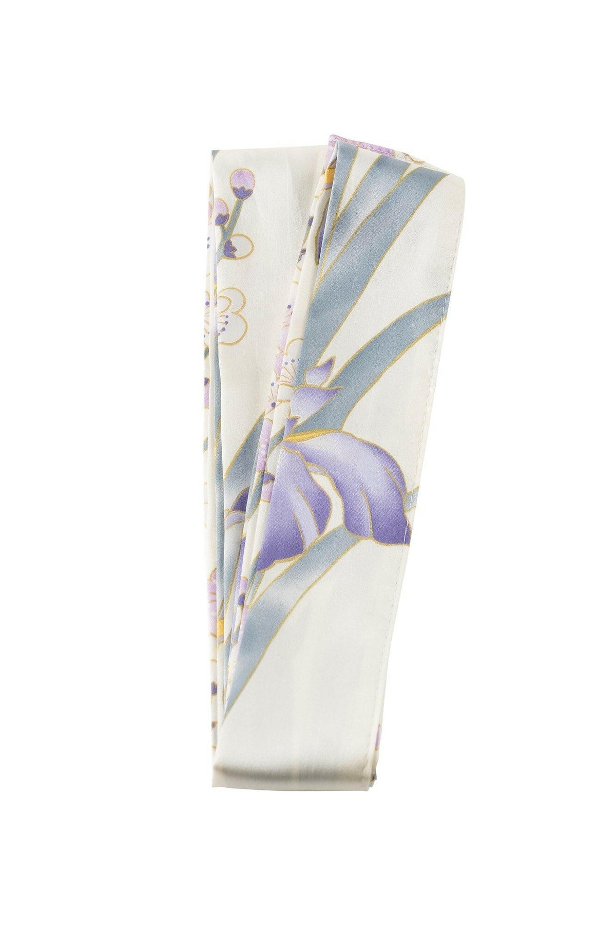 Women Iris & Plum Silk Short Kimono Color White Product Obi Belt View