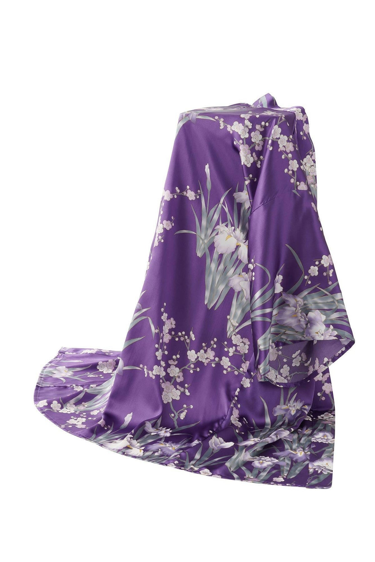 Women Iris & Plum Silk Short Kimono Color Purple Product Whole View