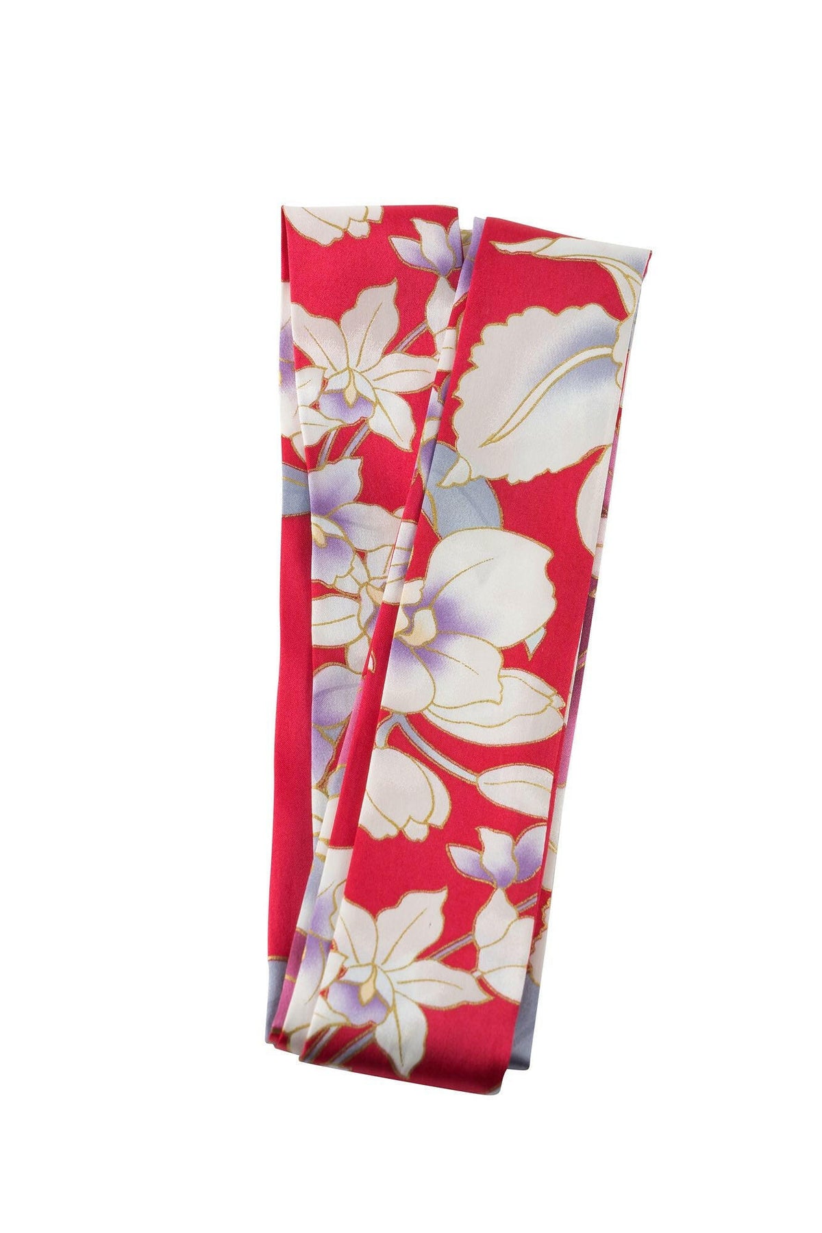 Women Orchid Silk Short Kimono Color Red Product Obi Belt View