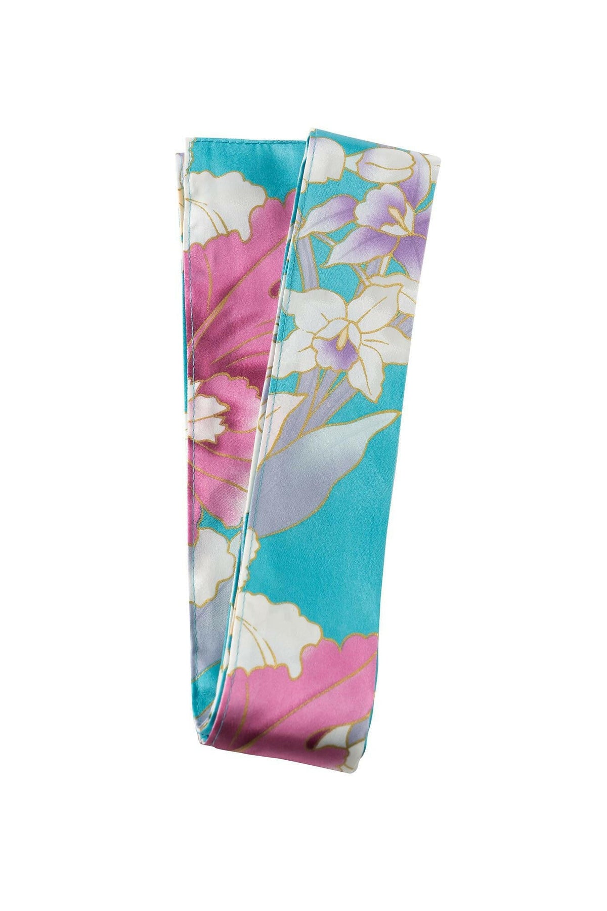 Women Orchid Silk Short Kimono Color Turquoise Product Obi Belt View