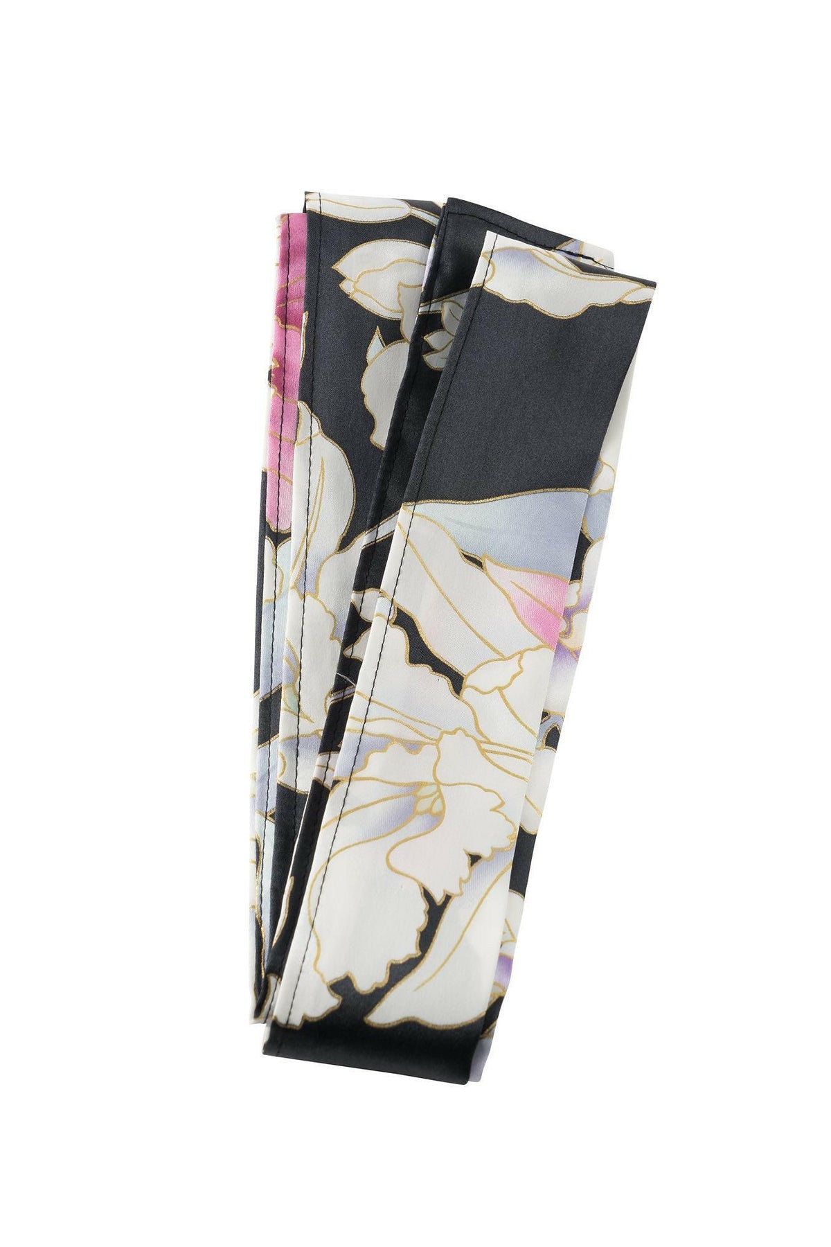 Women Orchid Silk Short Kimono Color Black Product Obi Belt View