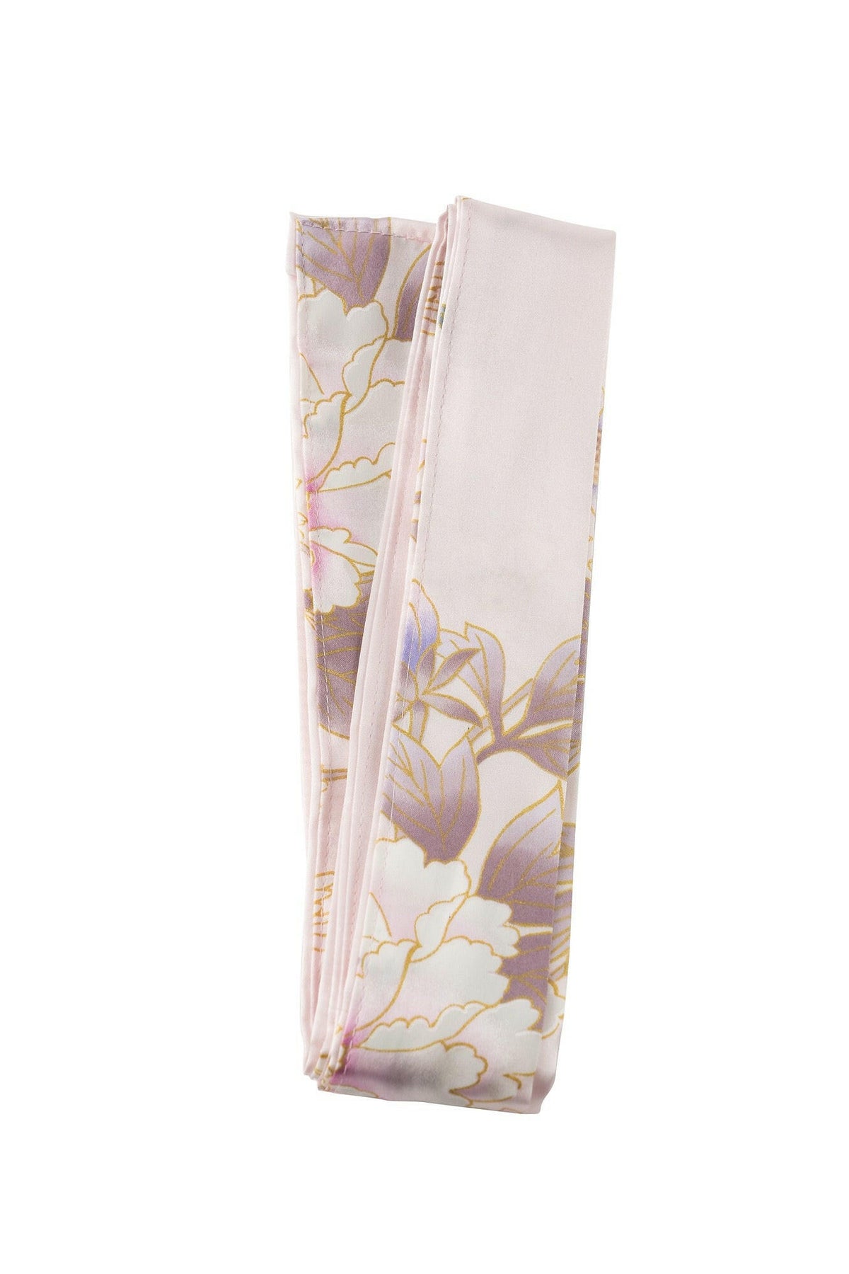 Women Crane & Peony Silk Short Kimono Color Pink Product Belt View