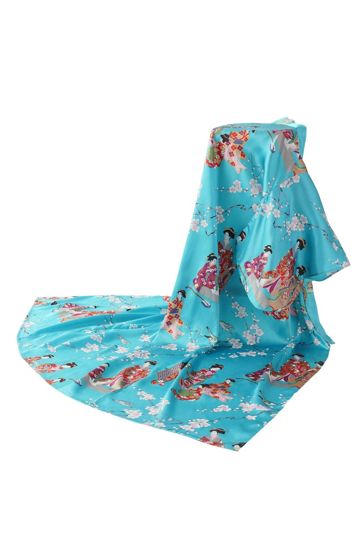Women Kimono Beauty Silk Kimono Color Turquoise Product Whole View