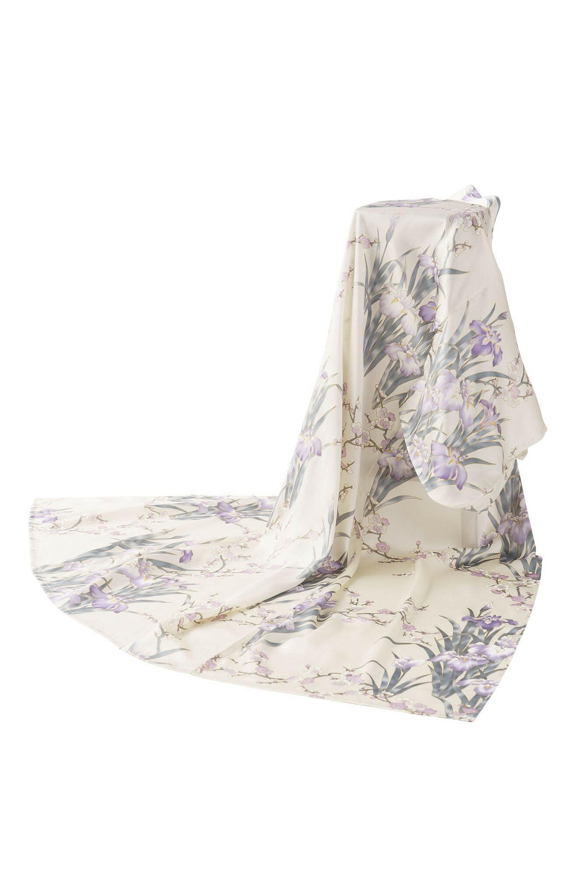 Women Iris & Plum Silk Kimono Color White Product Whole View