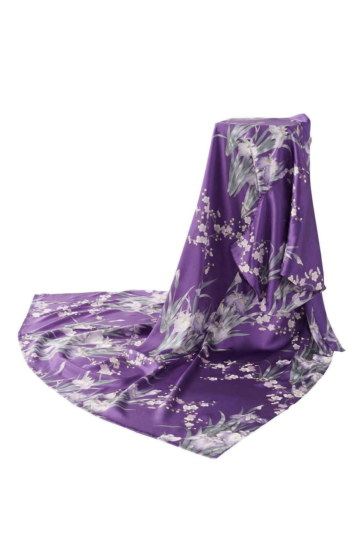 Women Iris & Plum Silk Kimono Color Purple Product Whole View